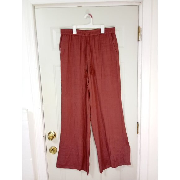 MODAL Pants Wide Leg Tassel Tie In Rust Red Womens. - Picture 1 of 10